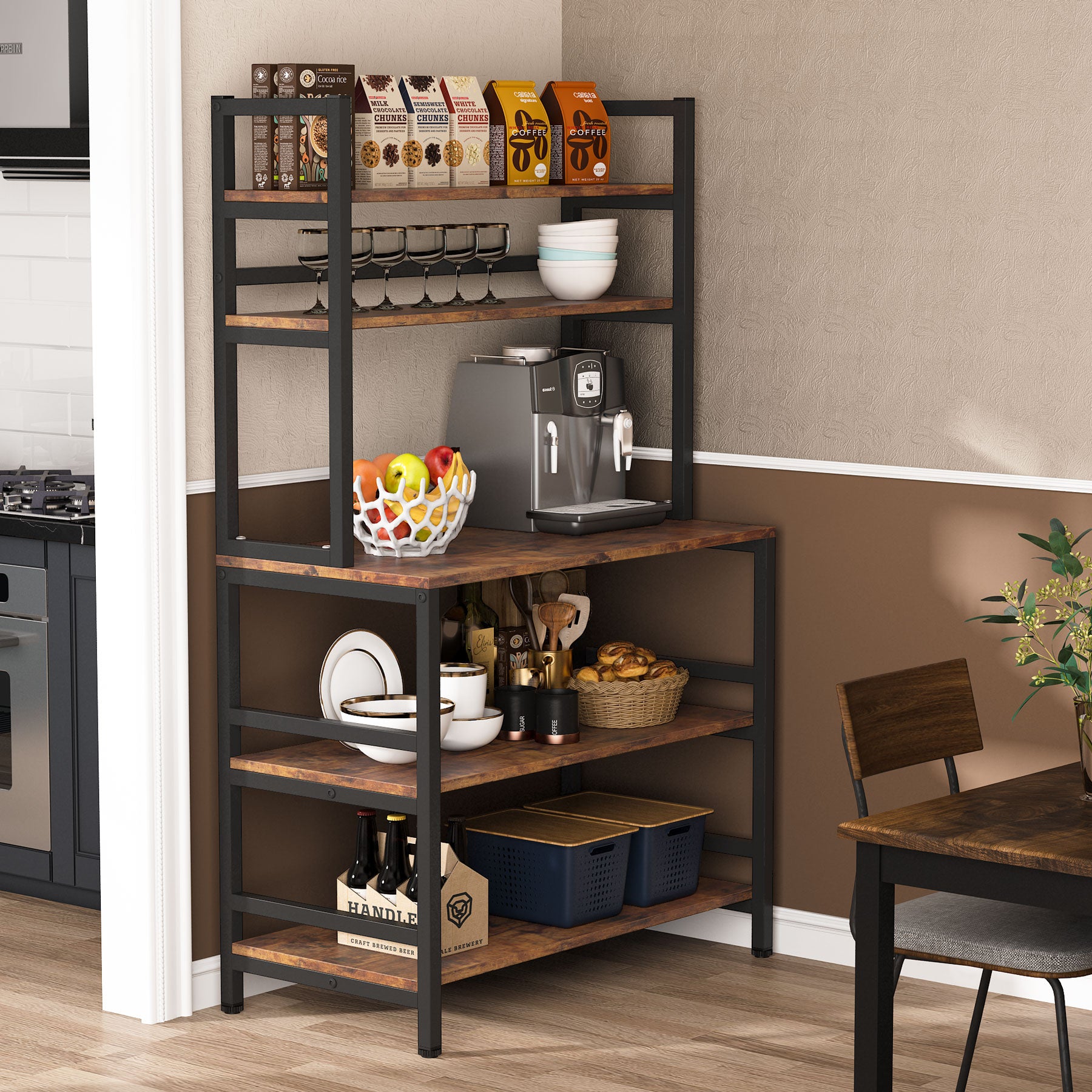 Bakers Rack with Hutch, Microwave Oven Stand